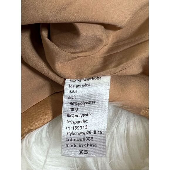 NWT Naked Wardrobe Revolve The Statement Strapless Gold Satin Dress Size XS - Picture 5 of 6